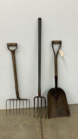 Potato Fork, 8 Pronged Fork & Scoop Shovel