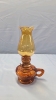 Amber Repro Finger Lamp & 2 Leaded Glass Style Lamp Shades - 2