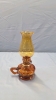 Amber Repro Finger Lamp & 2 Leaded Glass Style Lamp Shades - 3