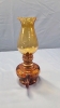 Amber Repro Finger Lamp & 2 Leaded Glass Style Lamp Shades - 4