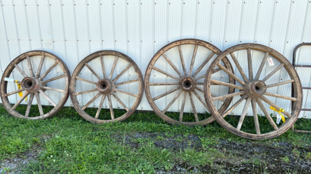 Set of Heavy Wooden Wagon Wheels