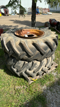 2 Goodrich 18.4-26 Combine Tires on 8 Bolt Rims