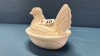 White Milk Glass Greentown Hen on the Nest - 2