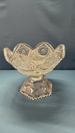 2 Piece Cut Glass Pedestal Fruit Bowl