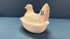 White Milk Glass Greentown Hen on the Nest - 2