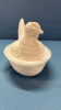 White Milk Glass Greentown Hen on the Nest - 6