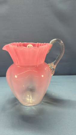 Pink Opalescent Web Glass Water Pitcher