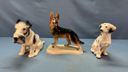 3 Dog Figurines -2 are German