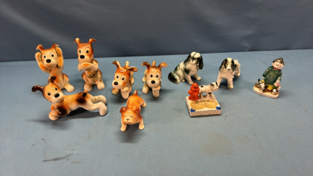 10 Occupied Japan Figurines -Mostly Dogs