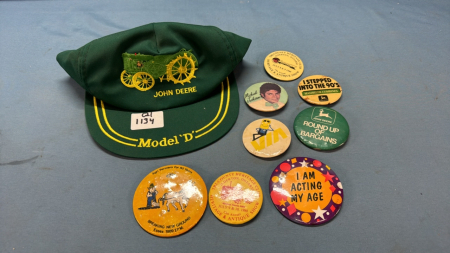 7 Lapel Pin Badges & John Deere Cap