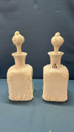 Pair of Milk Glass Stoppered Bottles