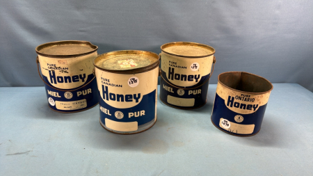 3 -8lb Honey Pails and 1 -4lb Can -See Notes