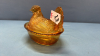 Amber Glass Greentown Hen on the Nest - 2