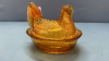 Amber Glass Greentown Hen on the Nest - 5