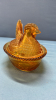 Amber Glass Greentown Hen on the Nest - 6