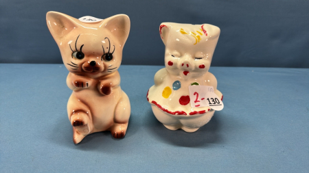 2 China Coin Banks -1 Cat and 1 Pig