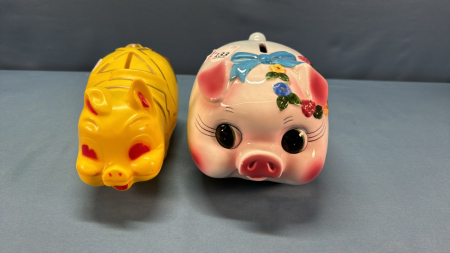 2 Piggy Banks -1 China and 1 Plastic