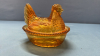 Amber Glass Greentown Hen on the Nest - 5