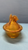 Amber Glass Greentown Hen on the Nest - 6