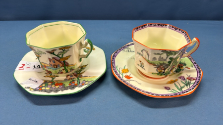 2 Fenton Tea Cups and Saucers