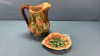 Majolica Ice Water Pitcher and Begonia Leaf Dish