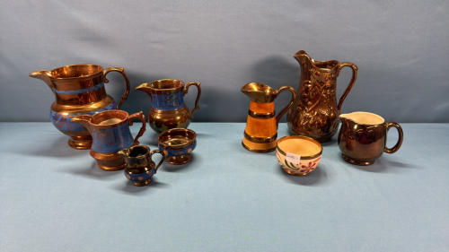 9 Pieces of Copper Lustre -6 are 19th Century