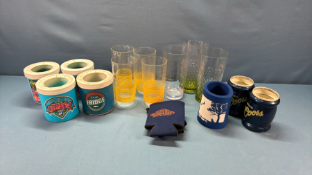 7 Plastic Glasses and 9 Coozies