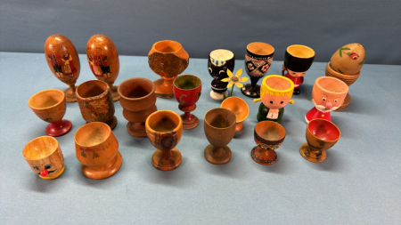 Approx. 20 Egg Cups -Mostly Wooden