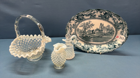 3 Pcs. Opalescent Hobnail on Colonial Pott. Plate