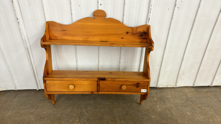 2 Shelved Pine Wall Shelf with 2 Drawers