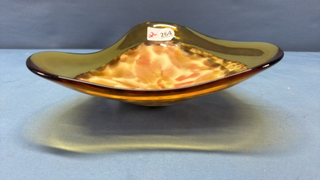 1950s Triangular Amber Murano Bowl