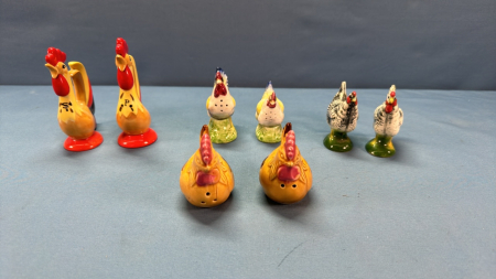 4 Sets of Poultry Salt & Pepper Shakers -See Notes