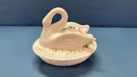 Antique Pat. Milk Glass Swan on Nest -See Notes