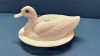 Milk Glass Challinor Wavy Duck Covered Dish