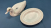 Milk Glass Challinor Wavy Duck Covered Dish - 3