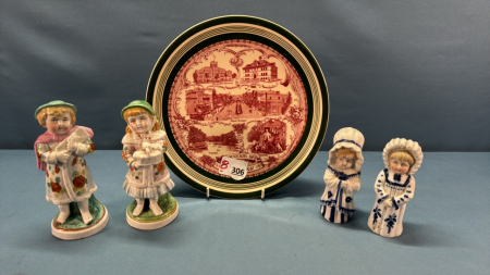 Pr. of Victorian Figures & Pair of Salt & Peppers