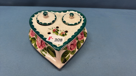 Wemyss 'Rose' Heart Shaped Inkstand -See Notes