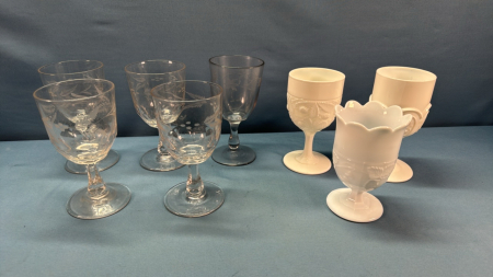 7 Assorted Goblets & 1 Spooner -See Notes