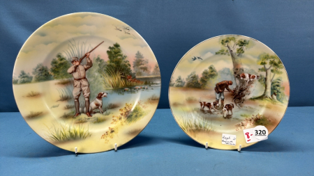 2 Royal Bayreuth Hunting Scene Plates