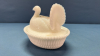 Signed Milk Glass McKee Turkey on Nest -See Notes - 2