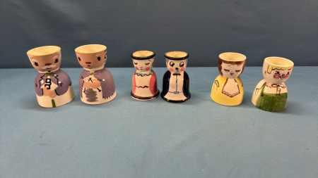 6 Double Egg Cups -People Themed