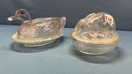 Challinor Wavy Duck and Rabbit Covered Bowls