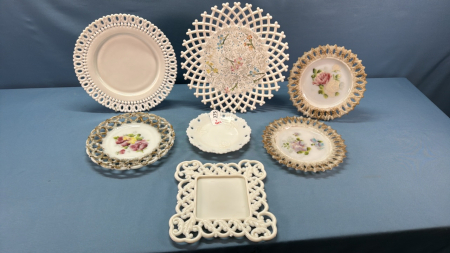 7 Milk Glass Plates