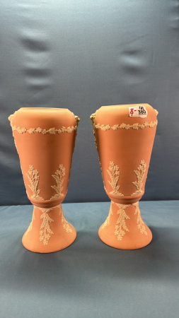 2 E. Canada Jasper Ware Pink Vases