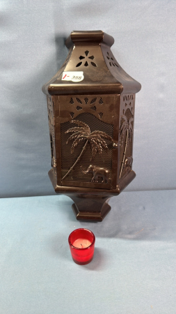 Tin Wall Scone Candle Holder with Elephant Motif