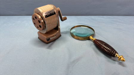 Vacuhold Pencil Sharpener and Magnifying Glass