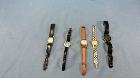 5 Quartz Watches -All Need Batteries