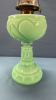 Green Milk Glass Sweetheart Oil Lamp - 2