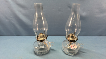 2 Repro Coal Oil Finger Lamps