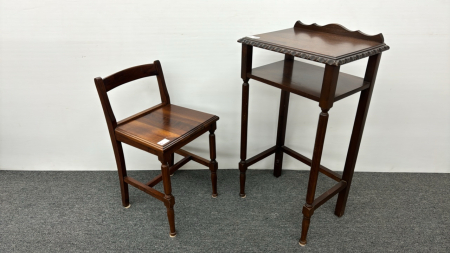 Walnut Telephone Table w/ Matching Chair